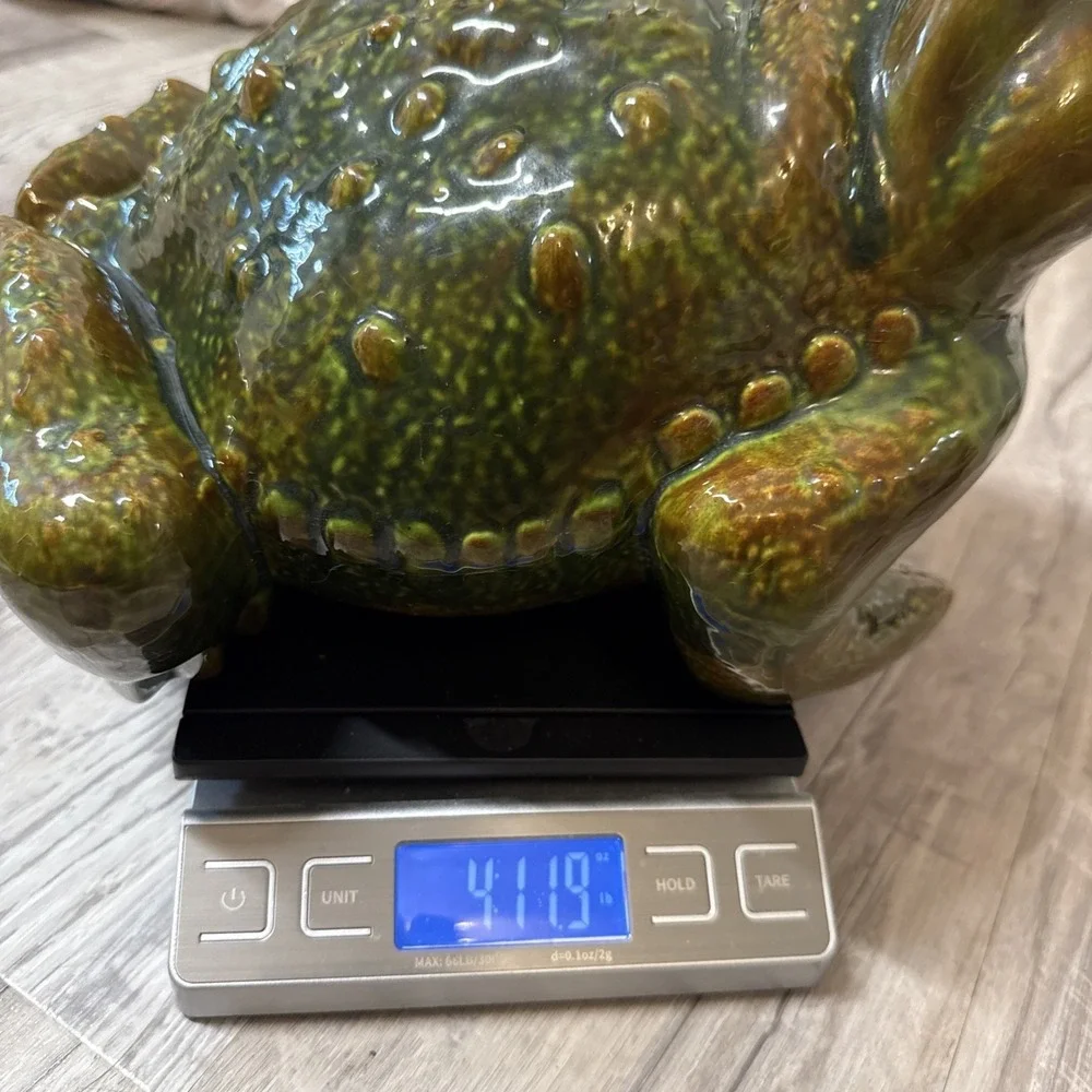 Vintage Arnel's ? XLarge Ceramic Frog Toad Garden Decor Green Figurine 🐸